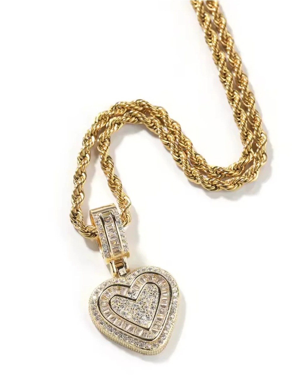 Gold Heart Pendant Necklace with Crystal Accents - Women's Jewelry 18inch